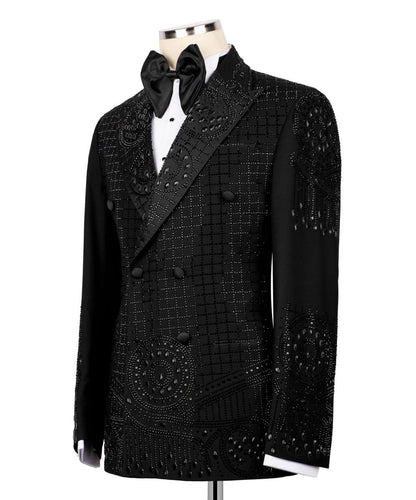 Exclusive Stone Embellished Black Tuxedo