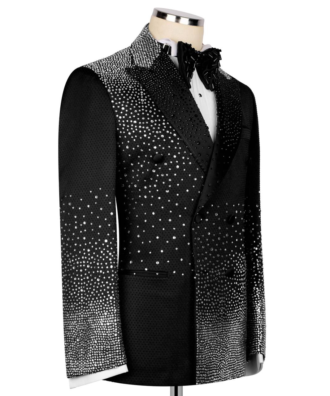Stone Embellished Black Tuxedo