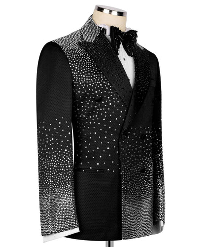 Stone Embellished Black Tuxedo