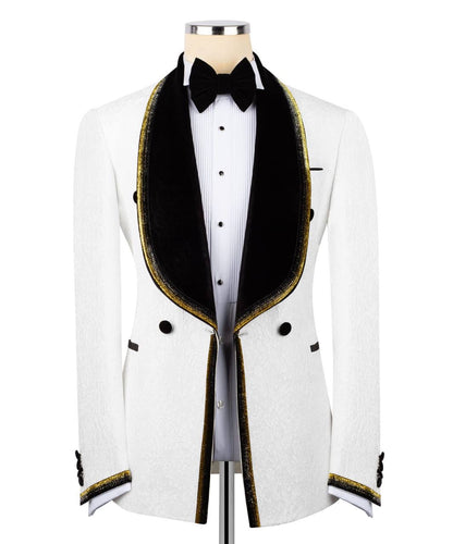 White Tuxedo with Custom Lapel Design
