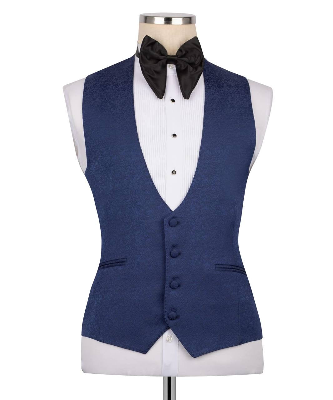 Textured Navy Tuxedo Set