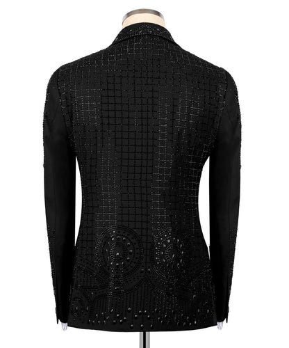 Exclusive Stone Embellished Black Tuxedo