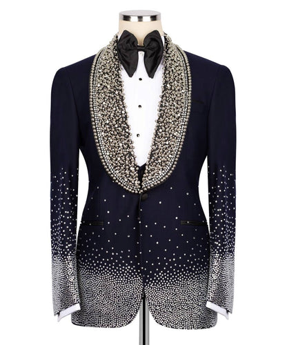 Custom Design Navy Blue Tuxedo