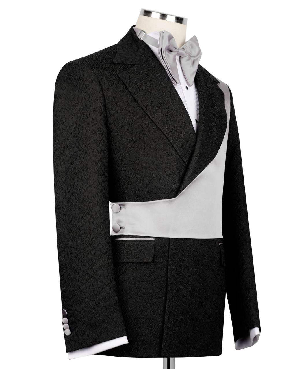 Custom Designed Tuxedo with Crossover Satin Panel