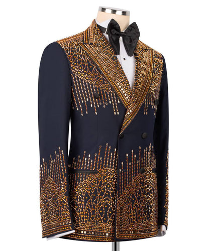 Double Breasted Crystal Embellished Tuxedo