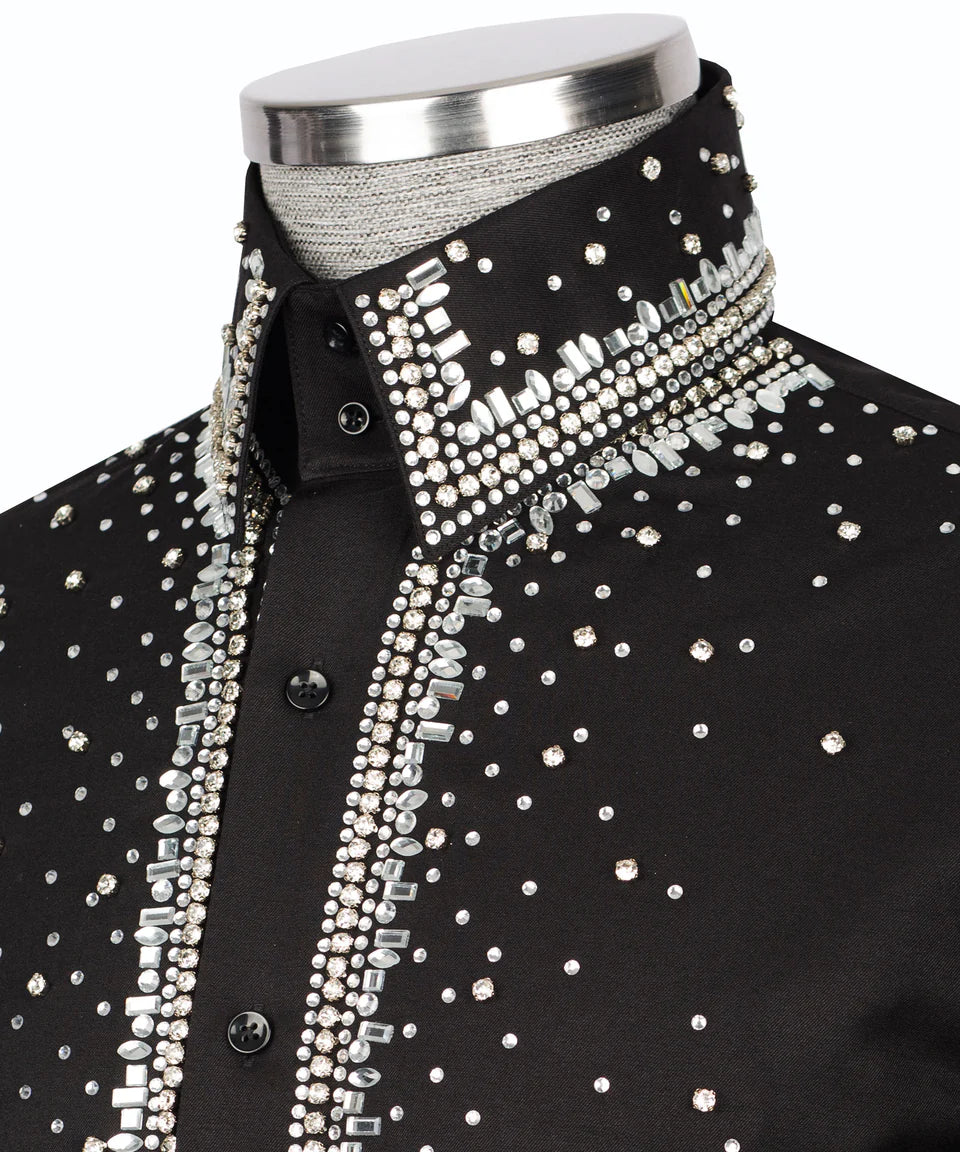 Crystal Embellished Black Shirt