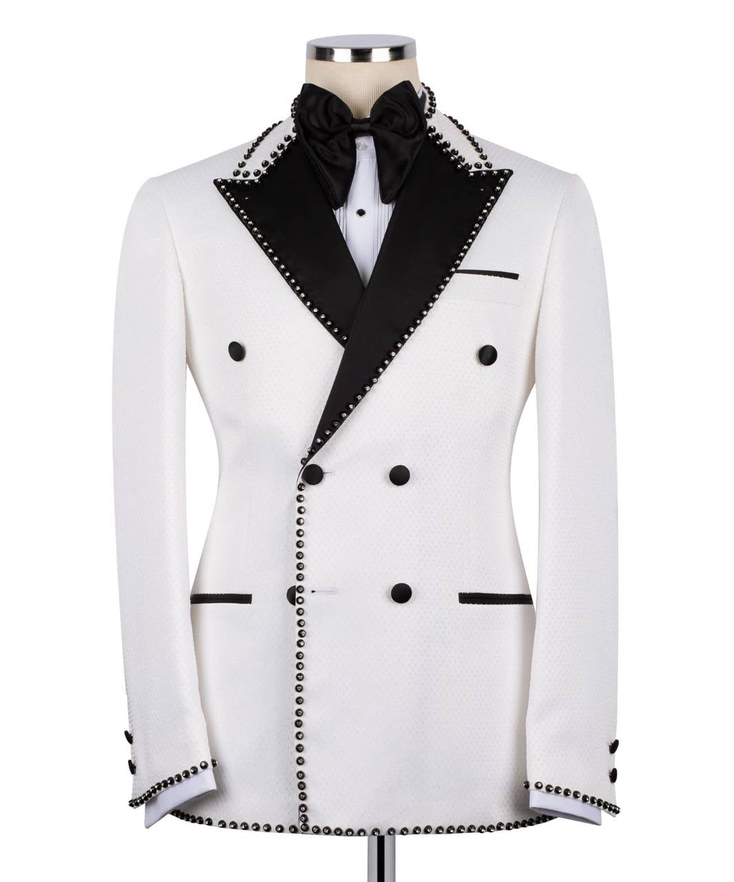 Rhinestone Embellished White Mens Tuxedo