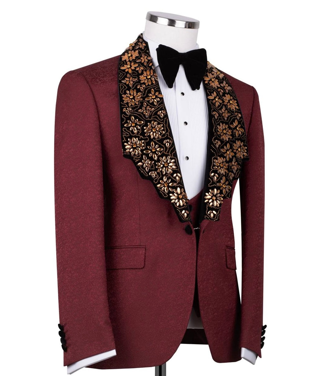 Staircase Lapel Stone Embellished Tuxedo