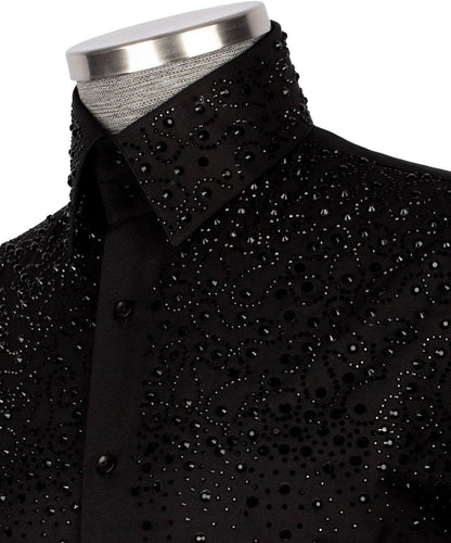 Crystal Embellished Black Shirt
