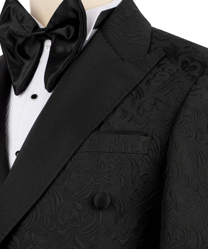 Black Jacquard Tuxedo with Satin Collar