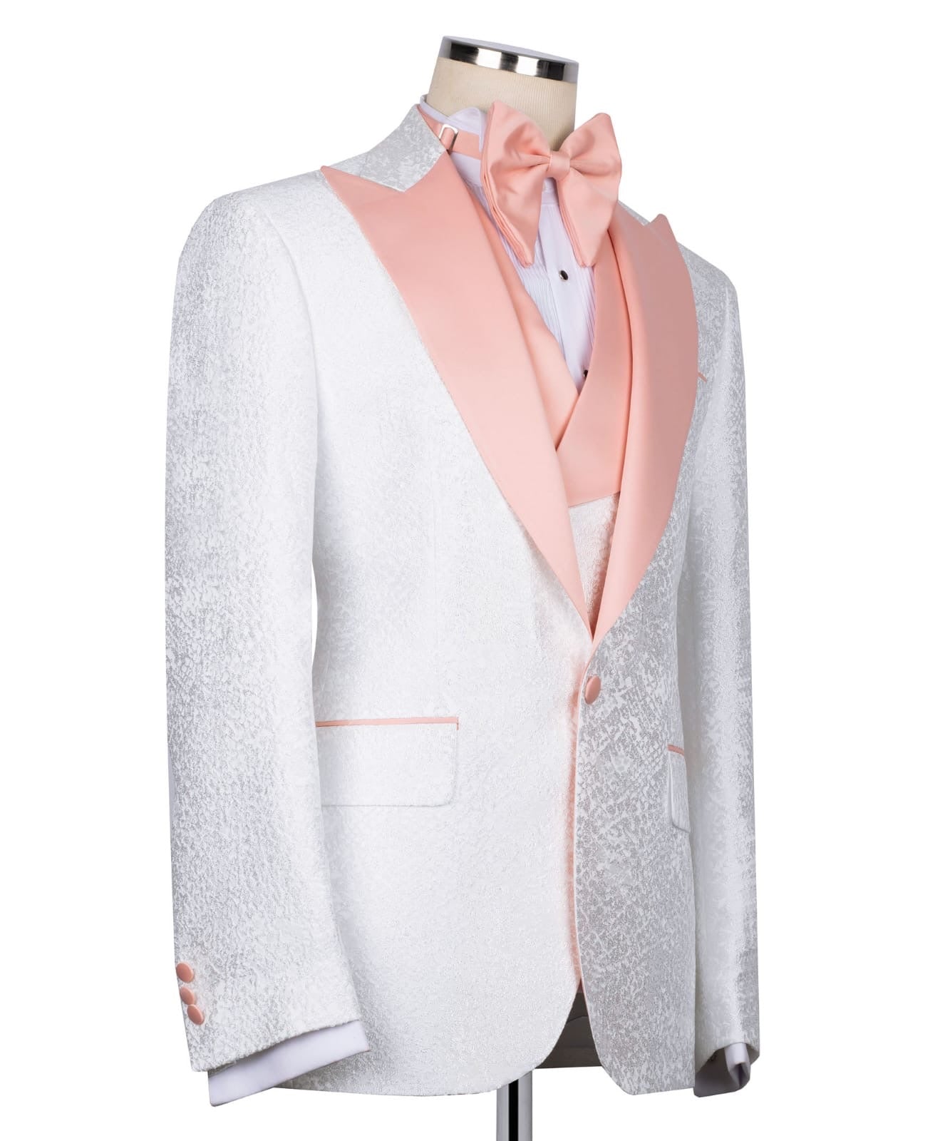 Patterned Tuxedo With Pink Collar