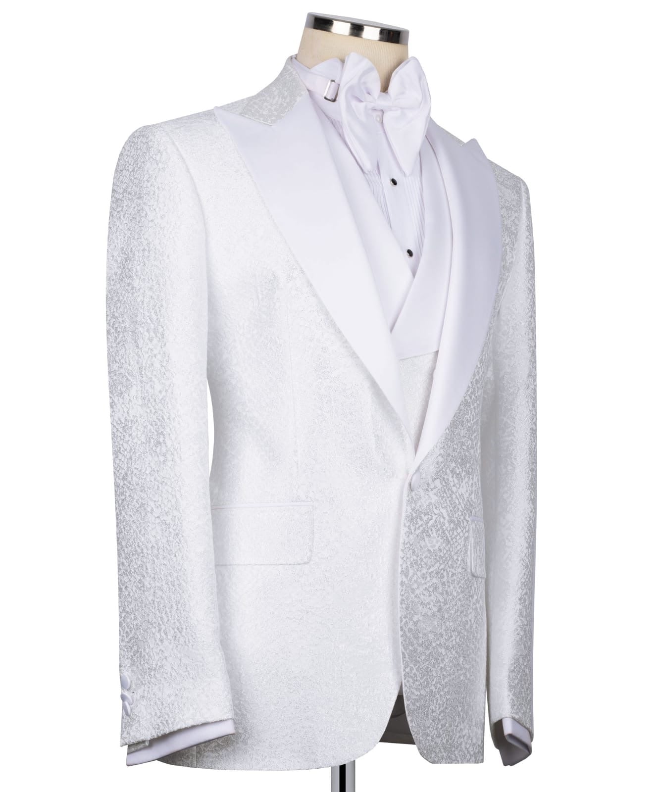 Patterned White Tuxedo Set