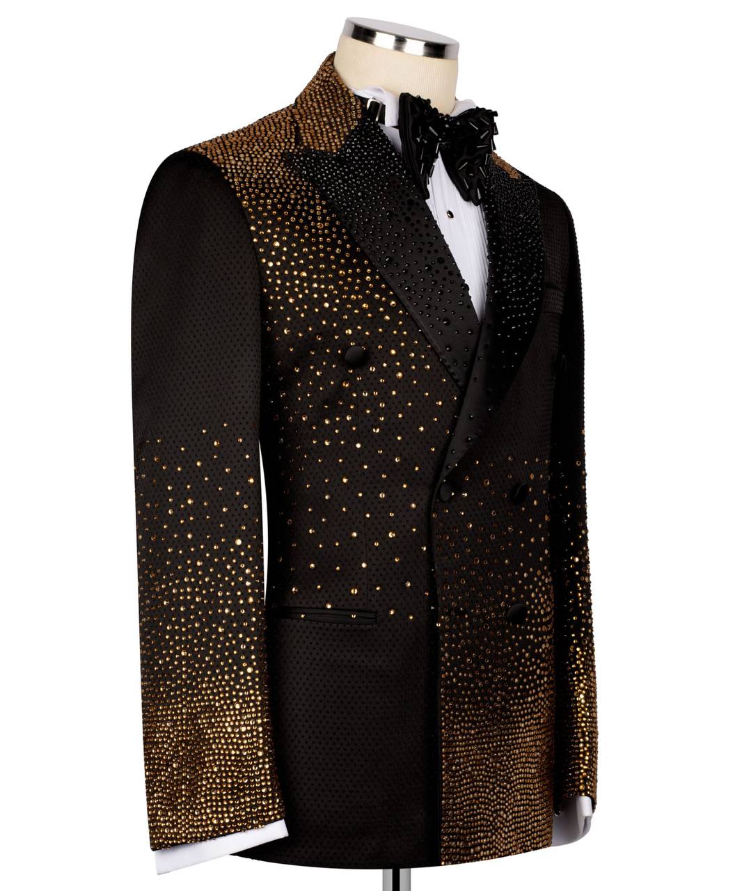 Stone Embellished Black Tuxedo