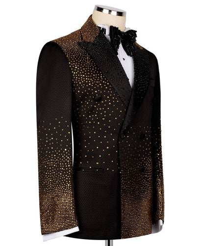 Stone Embellished Black Tuxedo