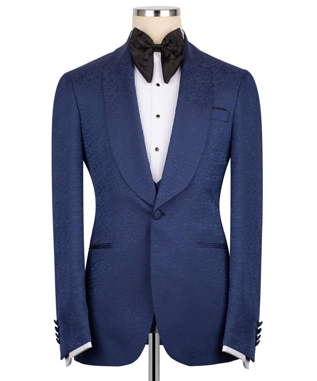 Textured Navy Tuxedo Set