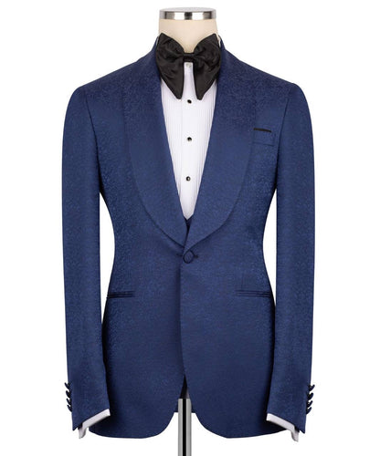 Textured Navy Tuxedo Set