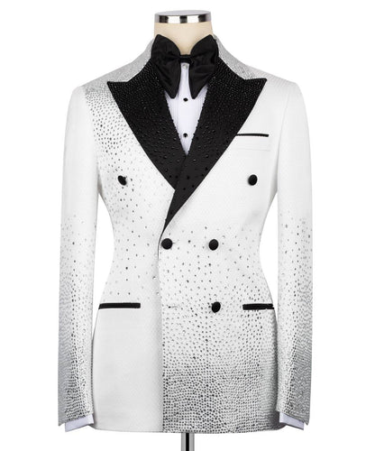 Stone Embellished White Tuxedo