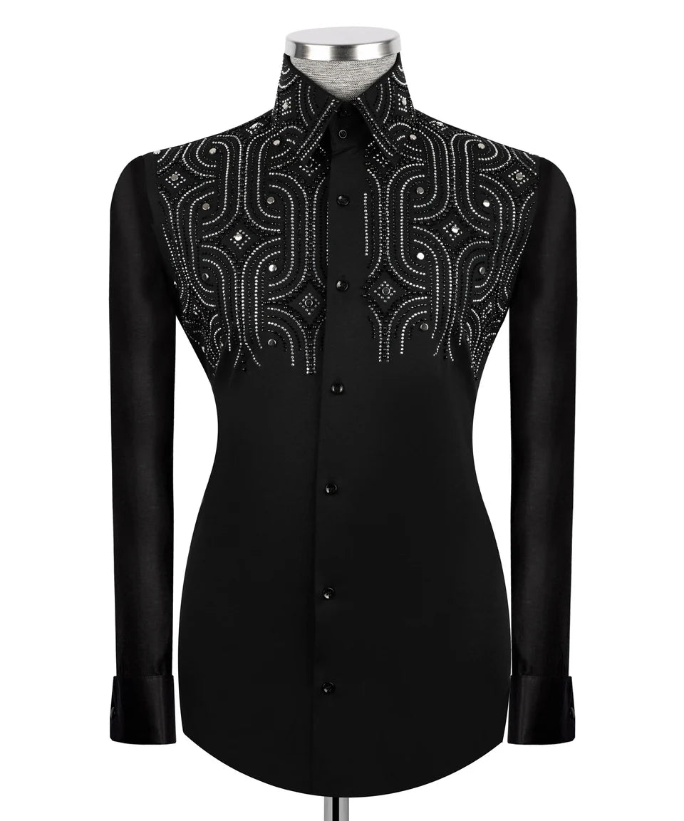 Crystal Embellished Black Shirt