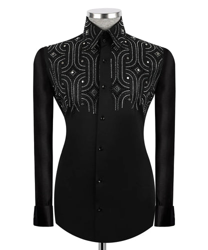 Crystal Embellished Black Shirt