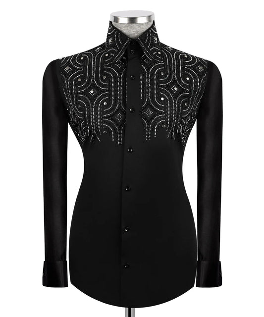 Crystal Embellished Black Shirt
