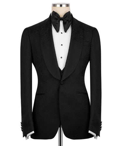 Textured Black Tuxedo Set