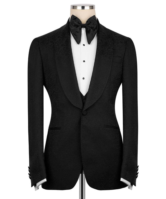 Textured Black Tuxedo Set