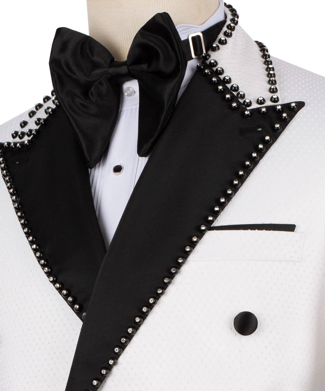 Rhinestone Embellished White Mens Tuxedo