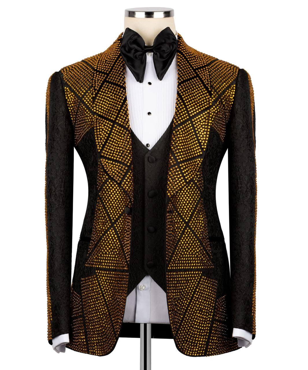 Geometric Pattern Crystal Embellished Tuxedo