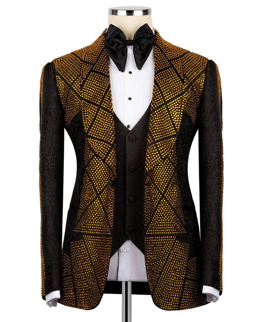 Geometric Pattern Crystal Embellished Tuxedo