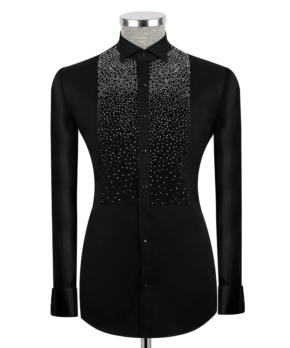 Crystal Embellished Black Shirt