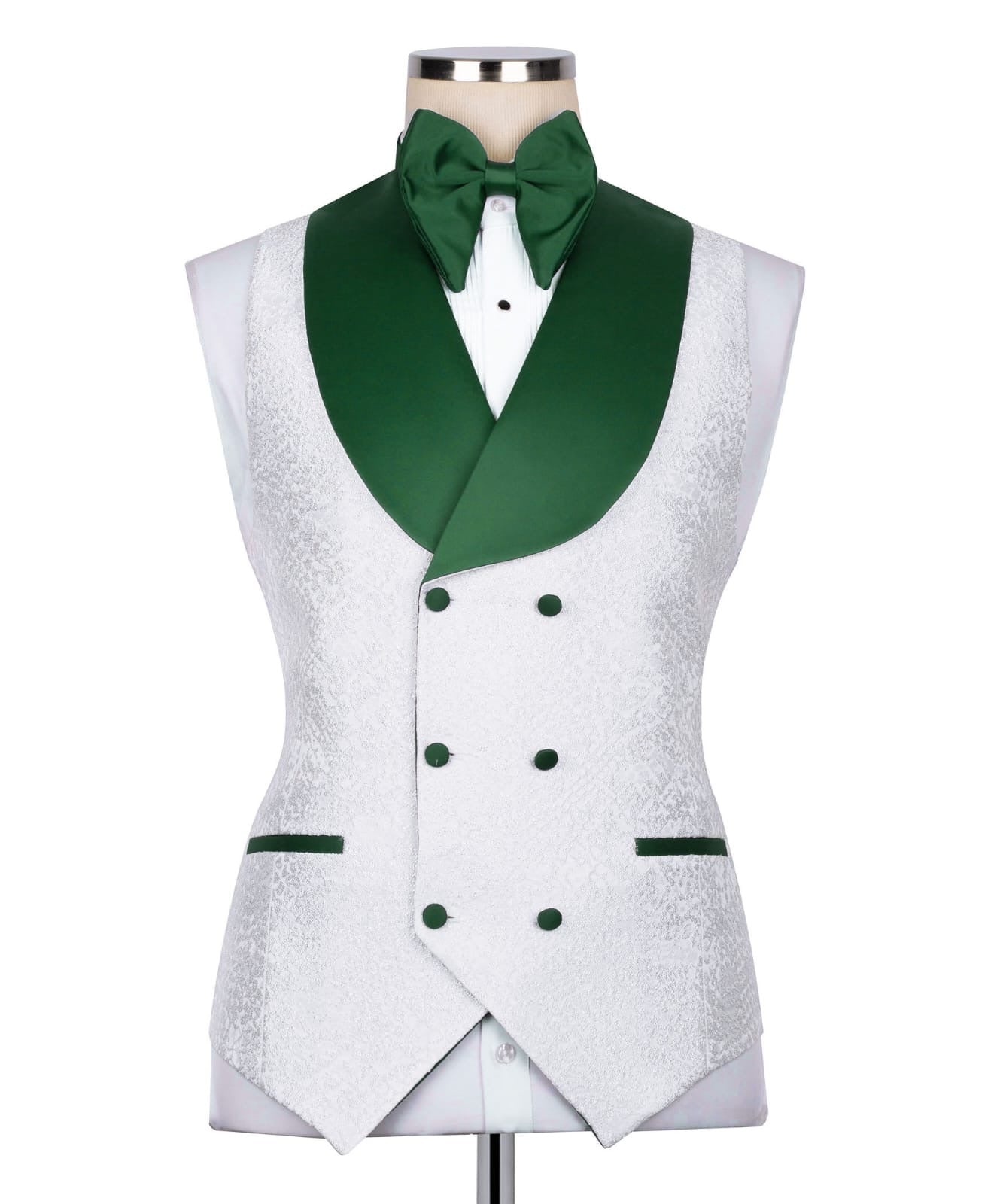 Patterned Tuxedo With Green Collar