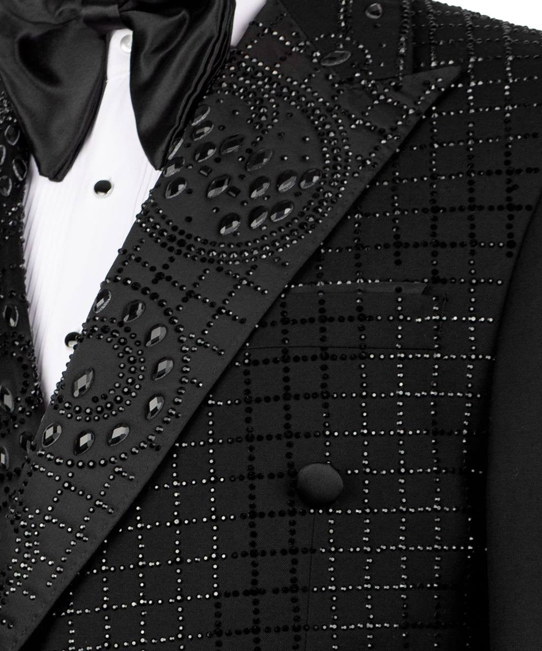 Exclusive Stone Embellished Black Tuxedo