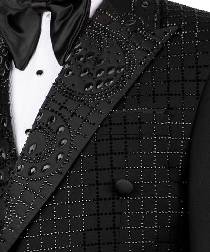 Exclusive Stone Embellished Black Tuxedo