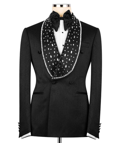 Stone Embellished Belted Tuxedo