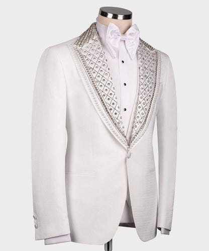 Crystal Embroidered White Tuxedo