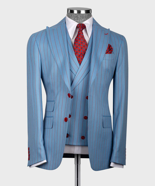 Traje de tres piezas a rayas