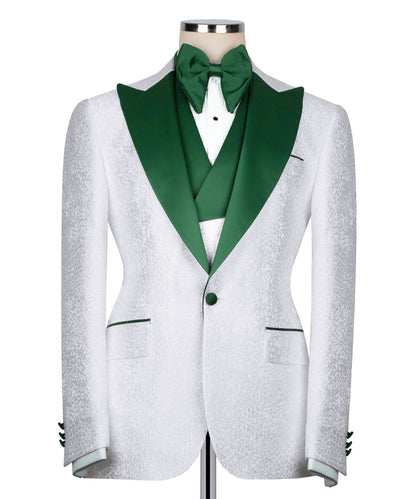 Patterned Tuxedo With Green Collar