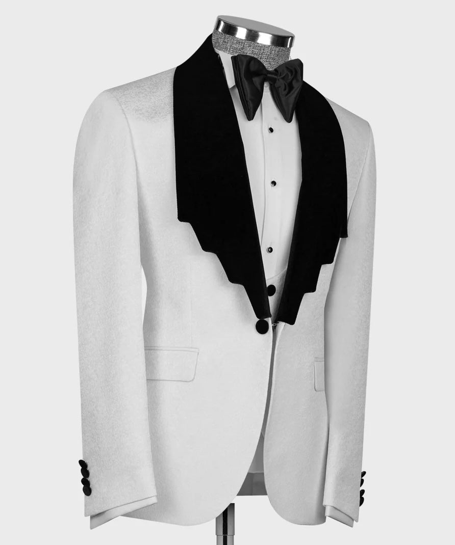 Velvet Lapel White Tuxedo