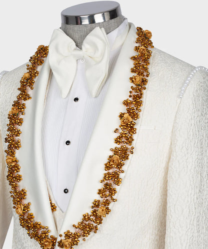 Gold Crystal Ornament Cream Tuxedo