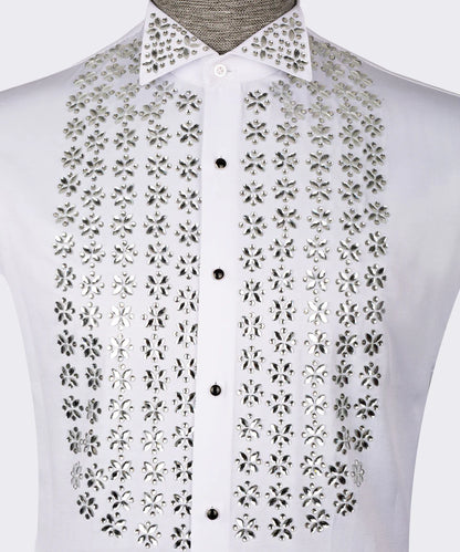Crystal Embellished White Shirt