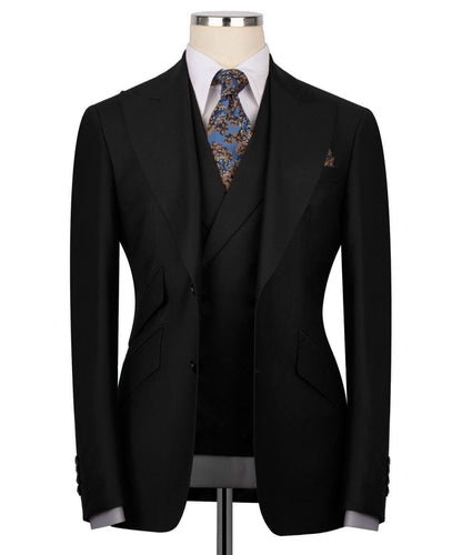Three Piece Black Wool Suit