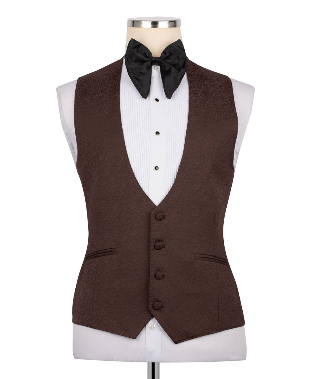 Textured Brown Tuxedo Set