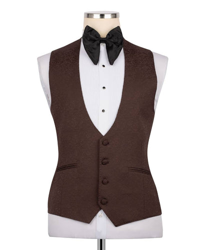 Textured Brown Tuxedo Set