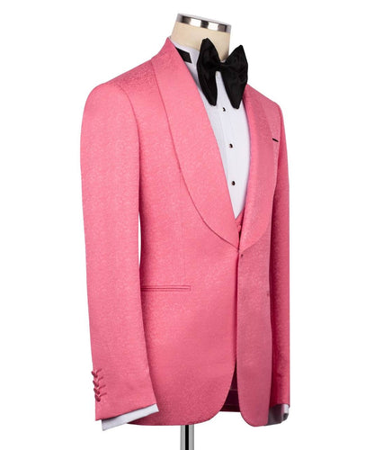 Textured Pink Tuxedo Set