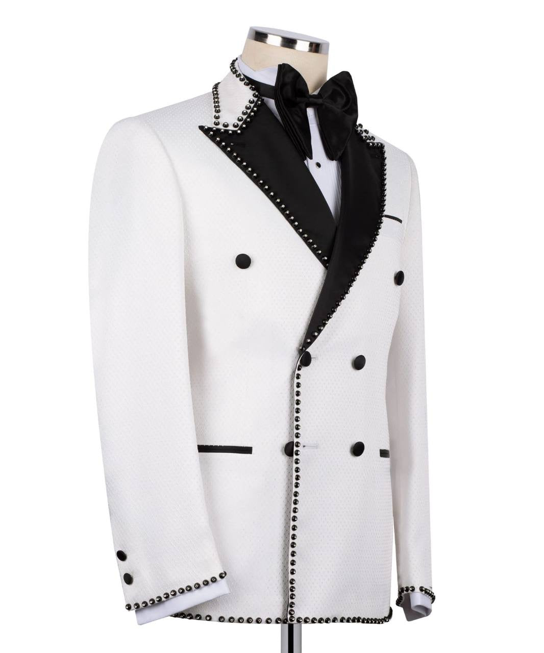 Rhinestone Embellished White Mens Tuxedo