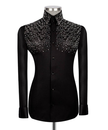 Crystal Embellished Black Shirt