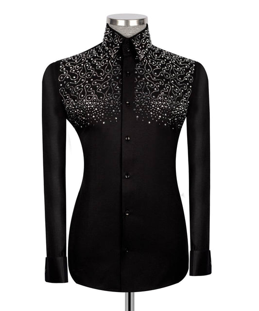 Crystal Embellished Black Shirt