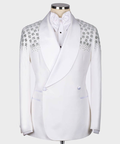 Exclusive White Tuxedo With Satin Lapel