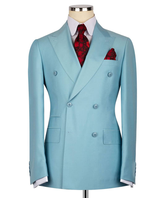Sky Blue Double Breasted Suit