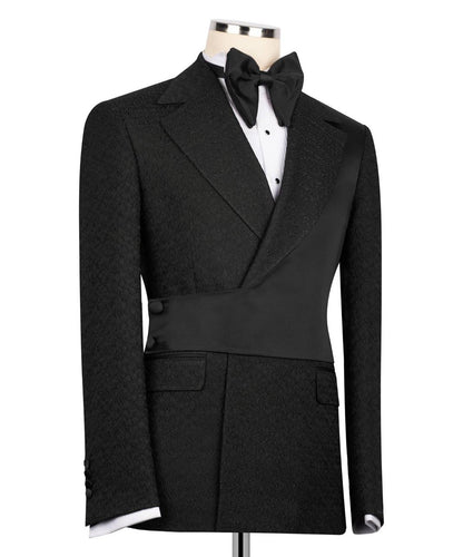 Custom Designed Tuxedo with Crossover Satin Panel